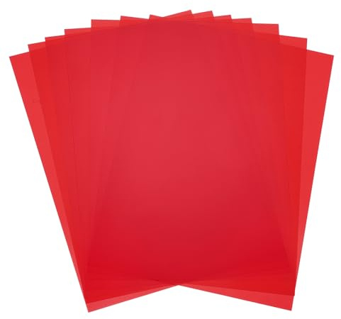QUARKZMAN 7 färgglada plastark A4 transparent film bärnsten ljuskorrigering färgkorrigering vattentät gel 11,7 x 8,3 tum för gör-det-själv hantverk LED-belysning foto (röd)