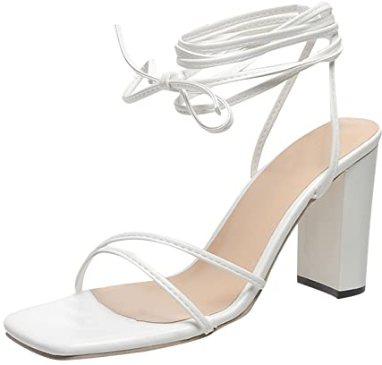 Romersandaler dam snörning, remsandaler dam med klack, svarta sommarsandaler, blockklack, fritidsskor, eleganta fritidssandaler, bekväma sommarskor, kvadratiska tåhätta, sandaletter