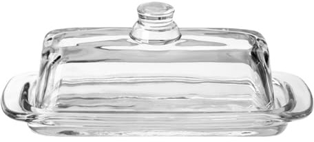 Cocoarm Smörask i Glas med Lufttätt Lock, Rektangulär Smörförvarare för Färsk Förvaring Av Smör, Robust Glas med Handtag, Tål Kylskåp och Diskmaskin, Passar Standardstorlek på Smörstång (Rensa)