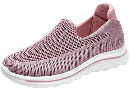 Generiska slip-on sneakers dam träningsskor promenadskor nät ventilerande halvskor loafer enfärgade tygskor slip-skor lätta bekväma sommarskor fritidsskor damskor, ROSA, 36 EU