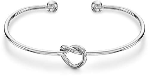 PAVOI 14K Gold Plated Forever Love Knot Infinity Bangle Bracelets for Women | Adjustable White Gold Bracelet