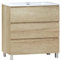 Baikal LESI 280034103 Bain avec Pieds, Miroir avec lumière LED, Trois tiroirs, Dimensions Meuble lavabo 80 x 76 x 46 cm, Couleur Nature, mélamine 16 mm, 80 x 55 x 46 cm