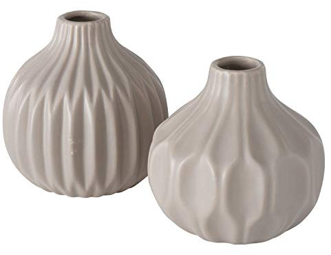 2 x Vase Lenja Steingut Höhe 11 cm beige, Tischdeko, Geschenk
