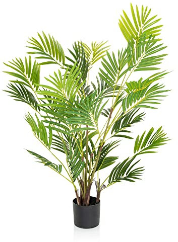 hjh OFFICE Kunstpflanze Areca I Höhe 120 cm Grün Deko Goldfruchtpalme pflegeleicht Zimmerpalme künstlich, 871010