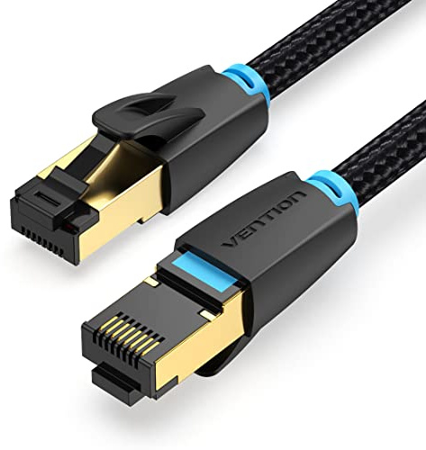 VENTION Cable Ethernet Cat 8,/ Cable de Red Trenzado Cable LAN 40Gbps con Conector RJ45, para Steam Deck, PS5/4, Xbox, PC, TV Box, Router, NAS, Cat 7, Cat 6a (1m)