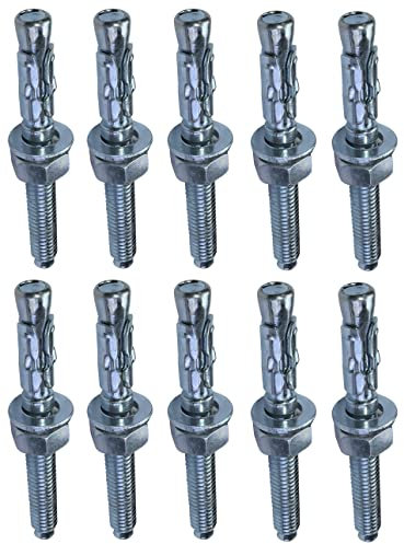 AERZETIX - C54000-10x Boulon Vis d’ancrage filetage long, Goujon à expansion - M6x55mm - en acier zingué - pour béton, pierre