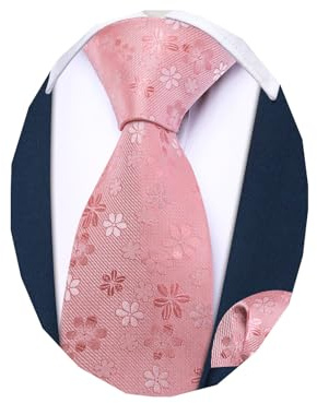 Barry.Wang Child Self-Necktie for Boys Flower Pink Kids 47.2 Ties Set Pocket Square Teenager School Uniform Wedding Performance