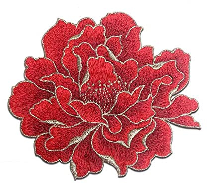 Sourcemall Toppe ricamate per fiori di peonie, applicazioni floreali ricamate per abbigliamento fai da te, giacche, jeans, zaini, cappelli, artigianato e cucito