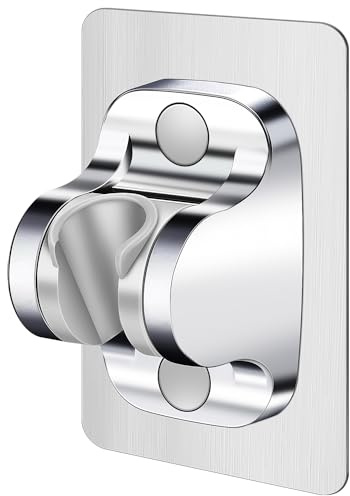 SENLIXIN Shower Head Holder Shower Wand Holder Wall Mount Adhesive Adjustable Handheld Shower Holder No Drilling Shower Head Bracket, Silver