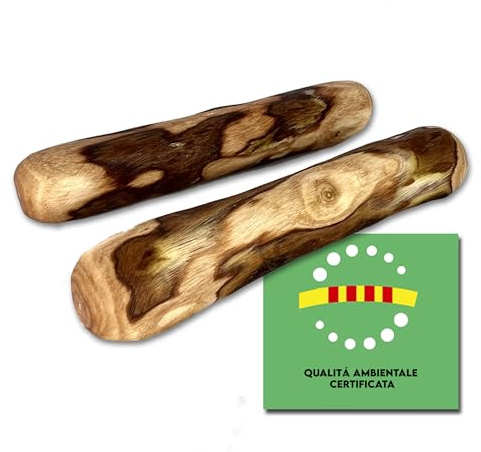 EL FUTBOLIN Legno D'Ulivo per Cani | Taglia XS -13 cm-(Cuccioli) | 2UDS | Bagnato in Olio D'Oliva | Giochi Masticativi per Cuccioli Lunga Durata | Igiene Dentale | Qualita Ambientale
