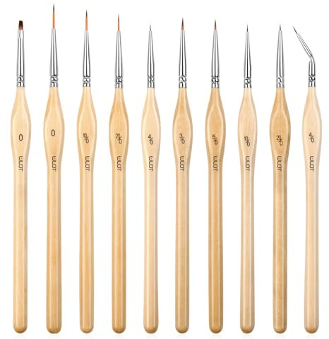 10pcs Fine Detail Paint Brushes,Miniature Micro Paint Brushes for Miniature Figure,Model Painting,Fine Detailing,Oil Watercolor Figures. (Golden Maple Series)