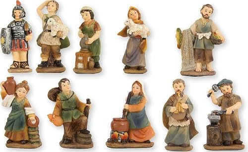 FADEDA 10 x Markus-krubbfigurer, ytterligare figurer/höjd: 9 cm/handmålad/detaljerade krubbfigurer – julbord, dekoration, krubbtillbehör