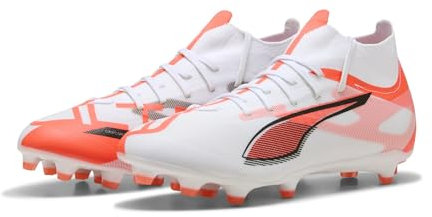 PUMA Unisex Ultra 5 Match+ FG/AG Fussballschuh, White Black-Glowing RED, 44.5 EU