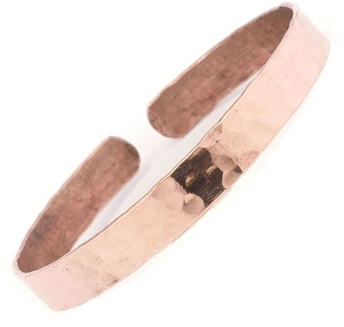 Generico Bracciale in Rame Puro Curativo, Martellato, Regolabile Unisex, Hippie Boho, Fatto a Mano in Nepal