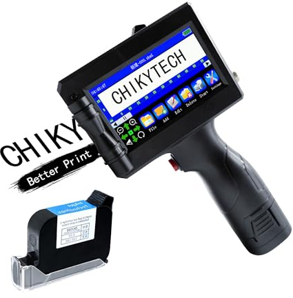 CHIKYTECH Handheld Inkjet Printer, 12.7mm Print Height for Batch Number Date Logo QR Code Barcode Picture Printing on Any Surfaces (Handheld Inkjet Printer)