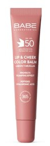 Laboratorios Babé - LIP & CHEEK SPF 50 ROSA - Balsamo fotoprotettivo in tono rosa | Alta protezione solare SPF 50 | Idratazione e effetto volume naturale | Per labbra e guance