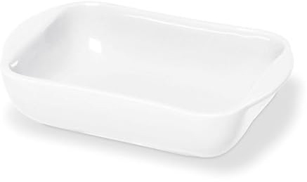 UNIQUE HOME LIVING Baking Dish, 20cm Casserole Dish for Oven, Stoneware Roasting Pan, Rectangular Lasagna Pan Deep with Handles for Baking, Microwave/Oven/Freezer/Dishwasher Safe, White