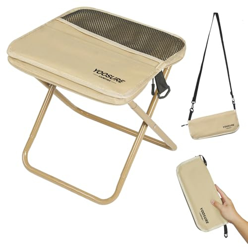 Yoosure 11.5 Tall Compact Collapsible Stool, Portable Folding Camp Stool with 2 Side Pockets, Lightweight Mini Folding Stool for Adults, Small Backpacking Stool for Fishing Hiking Trips
