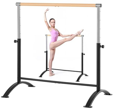 VEVOR Barra de Baile Independiente, 5 Niveles Ajustables de 715-1115 mm, Barra Elástica Acero al Carbono para Ballet, Entrenamiento de Equilibrio y Ejercicios de Relajación, 1190 x 695 x 1125 mm