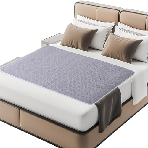 Protector de cama lavable para incontinencia: 80 x 120 cm, impermeable, antideslizante, para niños y personas mayores, almohadilla absorbente para incontinencia, para sofá, tumbonas, cama, color gris