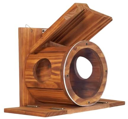 Harilla Comedero para Ardillas de Madera para Exteriores, comedero para Ardillas, dispensador de Comida, estación de alimentación para Cerca de Patio, maíz y