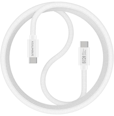 40Gbps Cable USB4 para Thunderbolt 4, 2x más rápido que USB 3.2 Gen2, Soporta Vídeo 8K@60hz y 240W Carga Rápida, Portátil y Anti-enredo, Para iPhone 17/16/15, Macbook Air, HP, ASUS, Monitor, Huawei