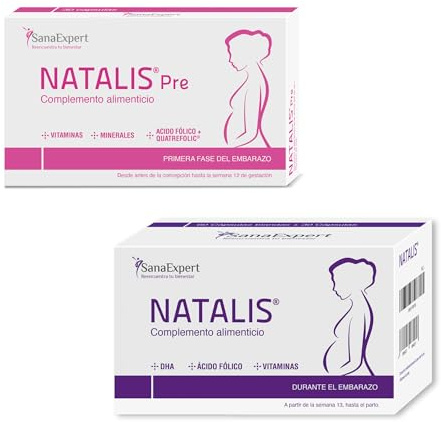 Pack Natalis SanaExpert – Preconcepción + Embarazo Natalis Pre + Natalis | Ácido Fólico (Quatrefolic®), Hierro, DHA y Vitaminas Esenciales