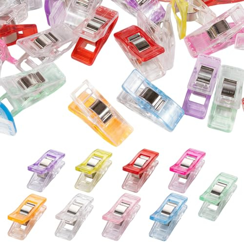 Sewing Clips 100 PCS, Sewing Clips for Fabric, Fabric Clips for Sewing and Quilting, Multi-Color Quilting Clips, Strong Hold for Fabric, Sewing & Quilting Accessories