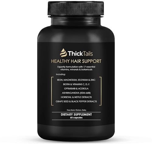 ThickTails Hair Growth Vitamins for Women – Biotin, Collagen, Omega-3 & Iron – 60 Capsules – Hair Growth Supplements for Thicker, Fuller-Looking Hair, Menopause & Postpartum Support