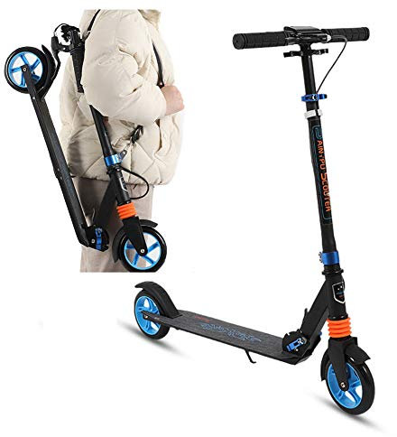 Q&Z Tretroller,HöHenverstellbar Klappbarer City-Roller Big Wheel Scooter Mit Handbremse Und Klappgriff FüR Erwachsene Und Kinder Bis Zu 80 Kg (176lbs)