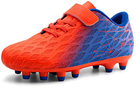 JABASIC Kids Firm Ground Fotbollsskor pojkar flickor sportiga fotbollsskor, apelsin, 31 EU