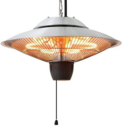 Calentador De Patio Eléctrico De 1500 W, Calentadores Infrarrojos Montados En El Techo Para Colgar En El Jardín Al Aire Libre, Calentador De Espacio Para Balcón En El Patio,Plata