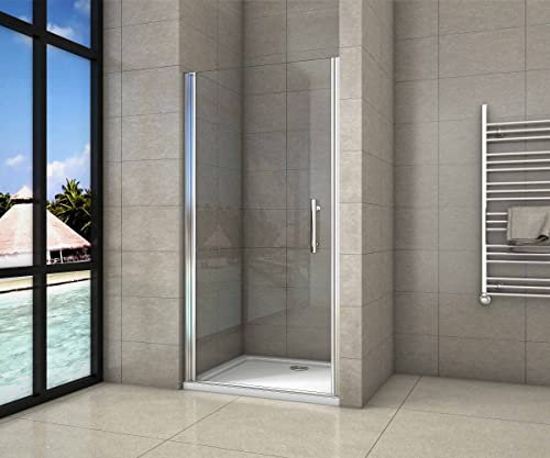AICA porte de douche pivotante 80x180cm en 6mm verre anticalcaire porte de douche Hauteur 180cm Installation en niche