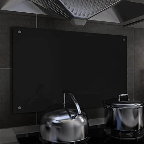 INLIFE Crédence de cuisine noire 80 x 50 cm verre trempé