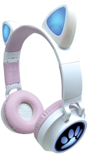 LEXIBOOK, Auriculares inalámbricos Recargables 2 en 1 con Luces, Sonido estéreo, Inalámbrico con Cable, Plegable, Ajustable, Luces LED, HPBTKT