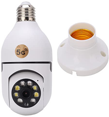 Telecamera con Lampadina WiFi Wireless, Telecamera di Sicurezza con Lampadina 1080p, 360 Gradi, Visione Notturna a Colori, Rilevamento del Movimento, Conversazione Bidirezionale, per la Sorveglianza D