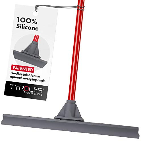 Tyroler vattenskrapa golvskrapa 45 cm silikonläpp med avdragare golv | Vattenskrapa golv med handtag, 4-delat handtag, 140 cm, golvavdragare, dusch för badrum, garage, kakel och terrass