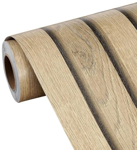 Adesivo da parete 3D pannello in legno effetto finto strisce, per interni soffitti e pareti decorazione per residenziali o commerciali, 0,45 x 5 m (C)