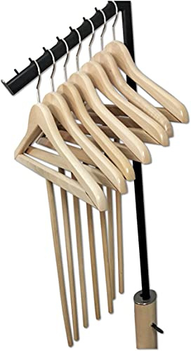 PERCHAS CANO Set 7 Perchas de Madera de Haya con Barra Larga | Ideal para armarios altos, Para Vestidos, Trajes, Abrigos, Para Chaquetas, Camisas, Para Pantalones