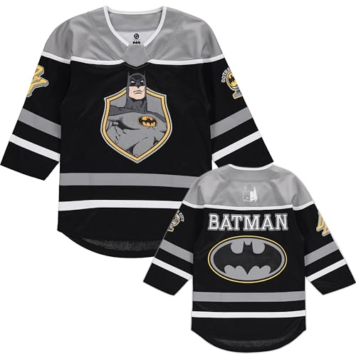 DC Comics Batman Boys 4-20 Long Sleeve Hockey Jersey Black/Grey