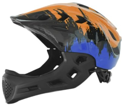 rockible Casque de Vélo pour Enfants, Casque de Vélo pour Enfants, Meilleur Amorti, Casque Intégral, Casque de Sport, Casque de Vélo pour Skateboard, Orange Bleu