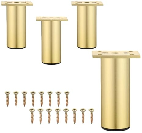 Siocok Lot de 4 pieds de meubles, pieds de support réglables de 80 mm, pieds de meubles en alliage d'aluminium pour armoire, pieds de cuisine, pour meubles de bureau, armoire, canapé, métal (doré - 8