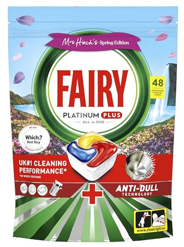 Fairy Platinum Plus - Pastillas todo en uno para lavavajillas, limón, 48 tabletas, nuestra mejor limpieza para una limpieza como nueva, elimina la opacidad y evita la cal