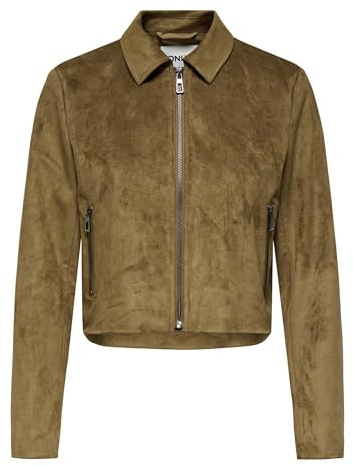 ONLY Onltulip Faux Suede Zip Jacket Otw Onltulip - Giacca in finta pelle scamosciata, con zip, colore: Otw Donna (Pacco da 1)