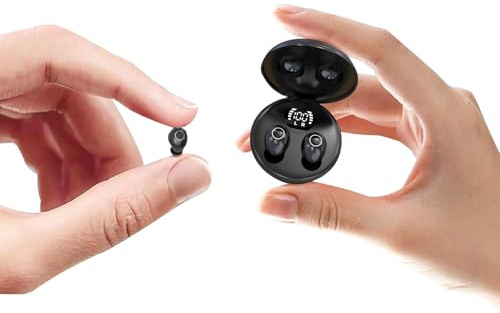 Auricolari in-ear wireless Bluetooth invisibili, morbidi, con cancellazione del rumore, auricolari nascosti per orecchie più piccole, TWS, mini auricolari per iPhone, Android, ufficio, lavoro e sonno
