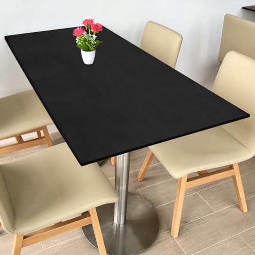 sourcing map Fitted Tablecloth Fit 5ft Rectangle Table, Polyester Washable Spandex Stretch Table Cover with Elastic Edge for Picnic Camping Patio Outdoor (60x30, Black)