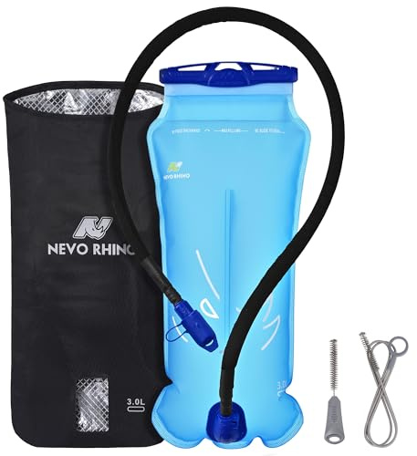N NEVO RHINO Hydration Bladder 3L with Bladder Insulator, Water Bladder for Hiking Backpack, Leakproof Water Pouch, BPA-Free Water Reservoir Hydration Pack for Hiking Running Camping Cycling Skiing