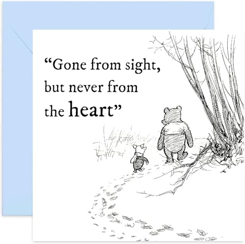 Sympathy Card for Friends and Family, Pooh and Piglet Loss and Remembrance – Gone from Sight, Never from Your Heart – Sorry for Your Loss, Thinking of You, Condolences, Bereavement