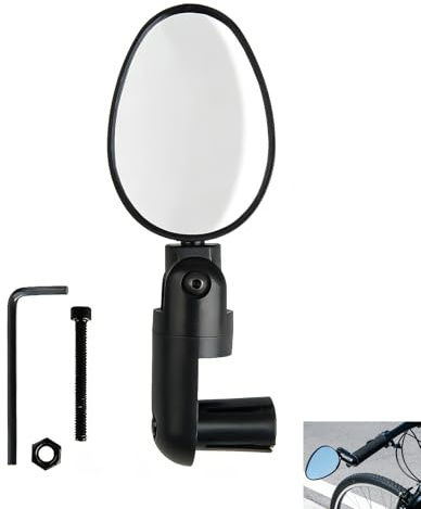Espejo Retrovisor Bicicleta, Espejo Manillar Bicicleta de Alta Definición Convexo para Manillar Montaña, Carretera y Eléctricas, Retrovisor 360° Ajustable Resistente y Duradero, Instalación Fácil