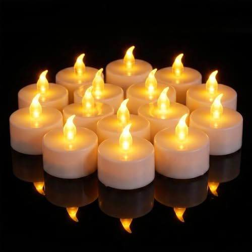 CNMTCCO 24 velas LED de té, velas sin llama, velas de té parpadeantes, batería larga de 200 horas para Navidad, bodas, fiestas (blanco cálido) (24 tonos amarillos cálidos)